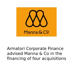 Armatori Corporate Finance advised Manna & Co in the financing of four acquisitions